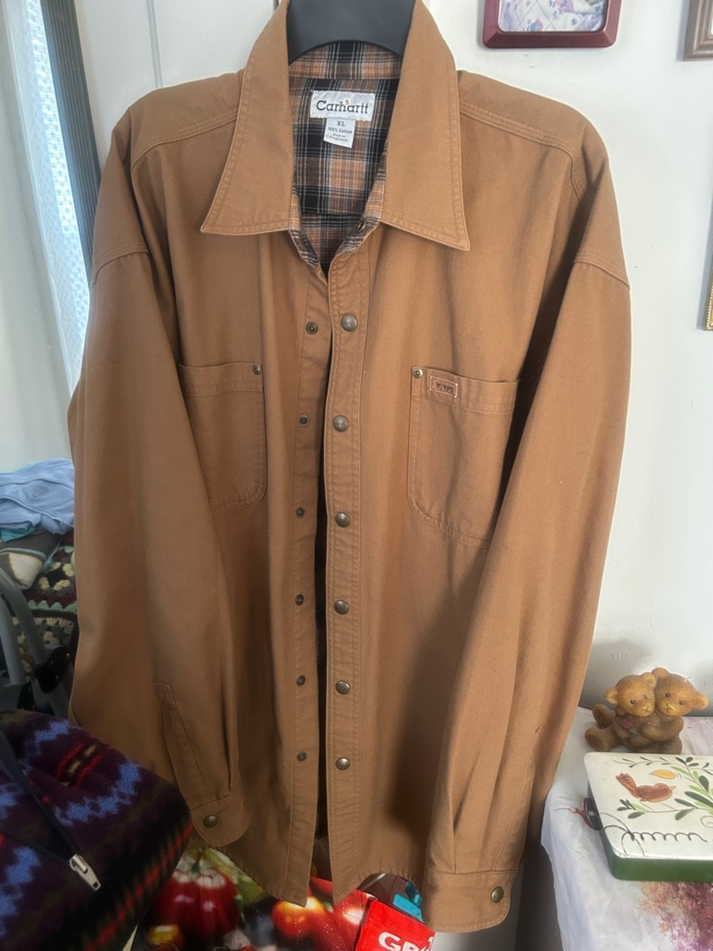 Carhartt Tan Brown Duck Canvas Snap Jacket